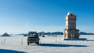 De uitgestrekte zoutvlakte van Salar de Uyuni