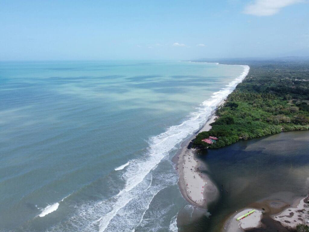 Strand van Palomino met palmbomen en de wilde Caribische zee