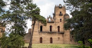 De kastelen van Fasil Ghebbi in Gondar