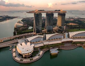 Gardens by the Bay en de groene skyline van Singapore
