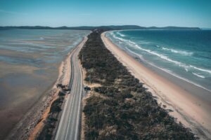 The Neck op Bruny Island gezien vanaf het uitkijkpunt